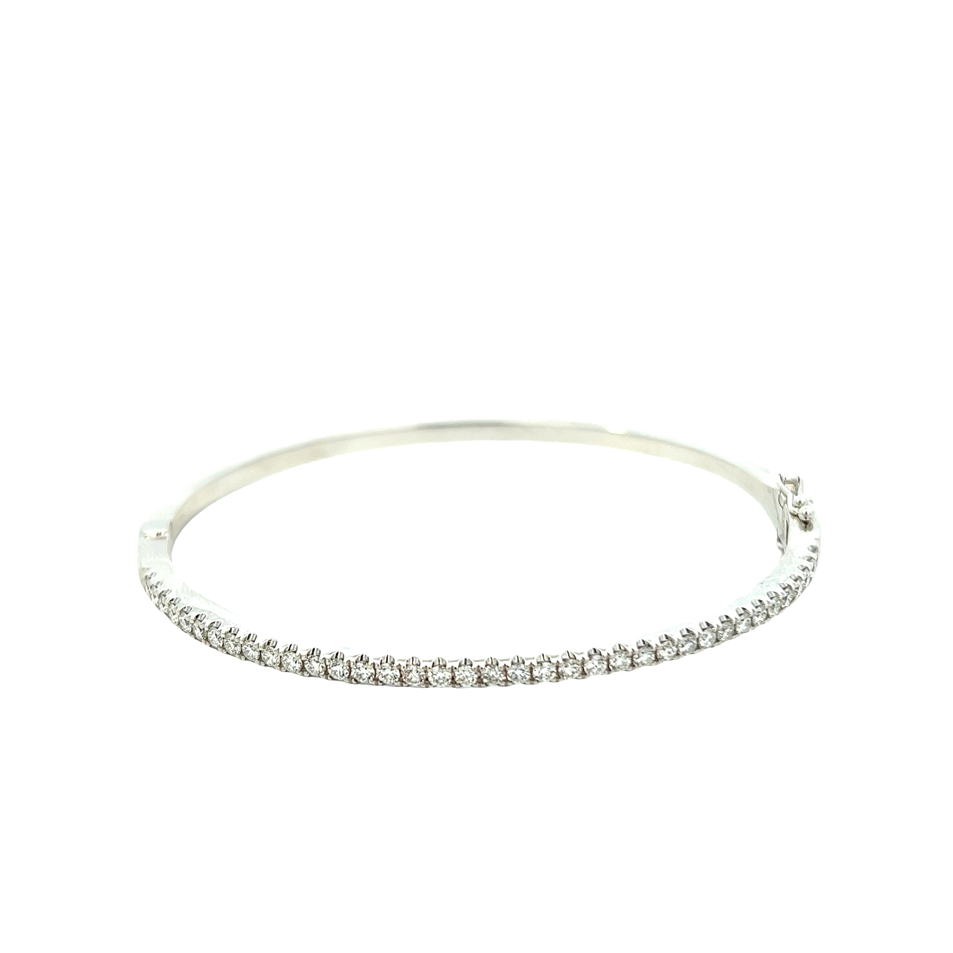 14KT White Gold Round Cut Diamond Bangle