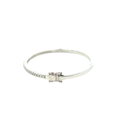 14KT White Gold Round Cut Diamond Bangle