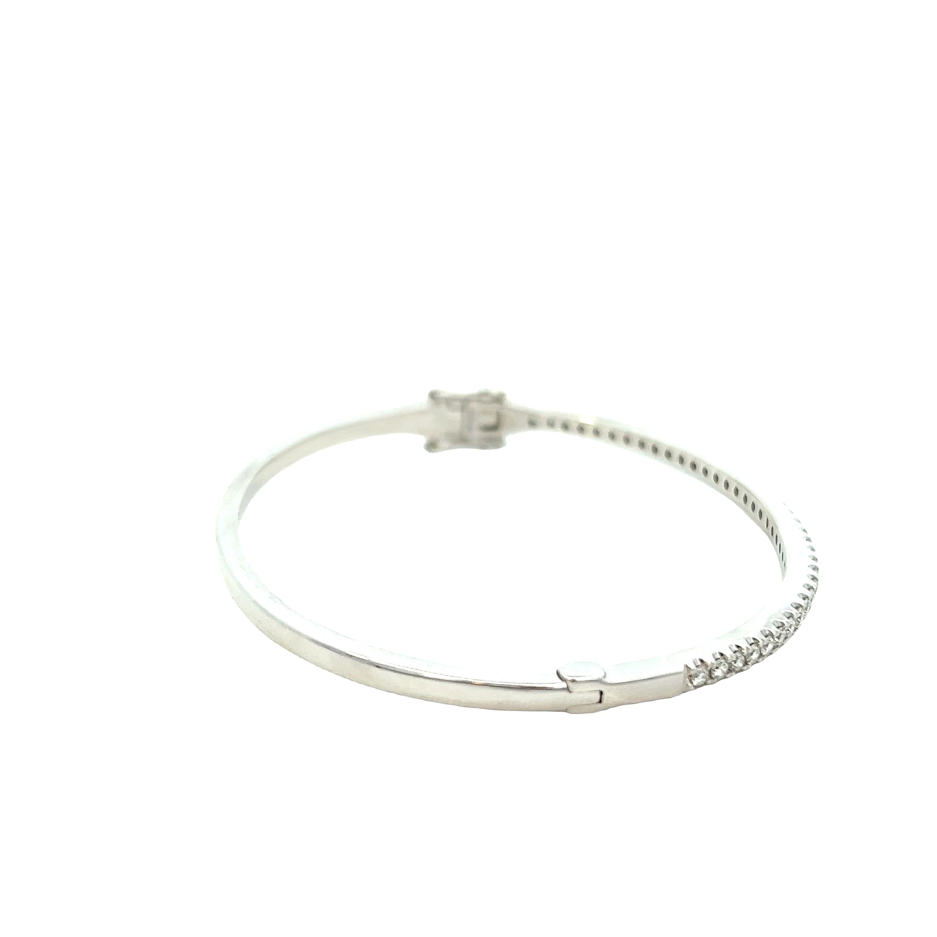 14KT White Gold Round Cut Diamond Bangle