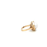 Vintage 14KT Yellow Gold Mobe Pearl And Diamond Ring