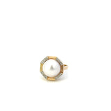 Vintage 14KT Yellow Gold Mobe Pearl And Diamond Ring