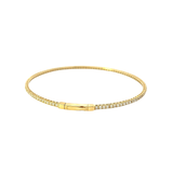 14KT Yellow Gold And Round Cut Diamond Flex Bangle