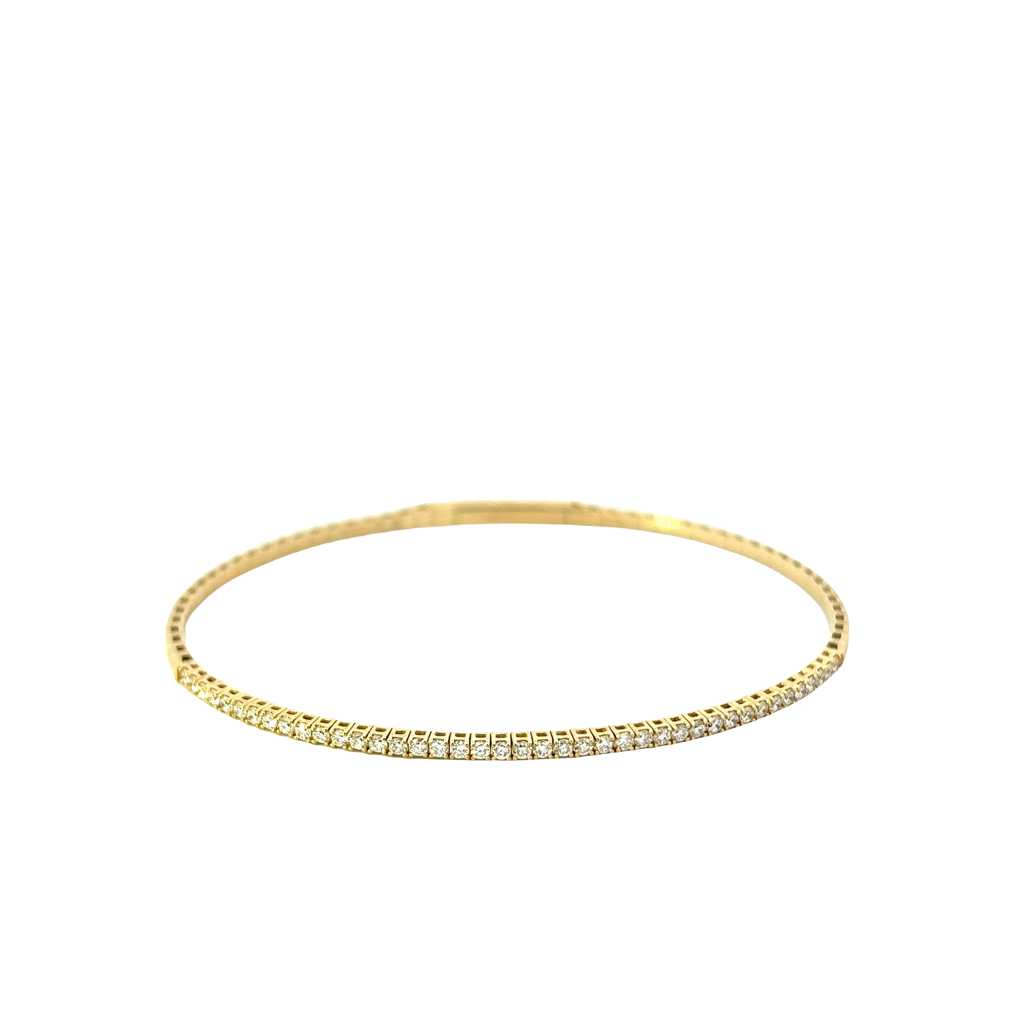 14KT Yellow Gold And Round Cut Diamond Flex Bangle