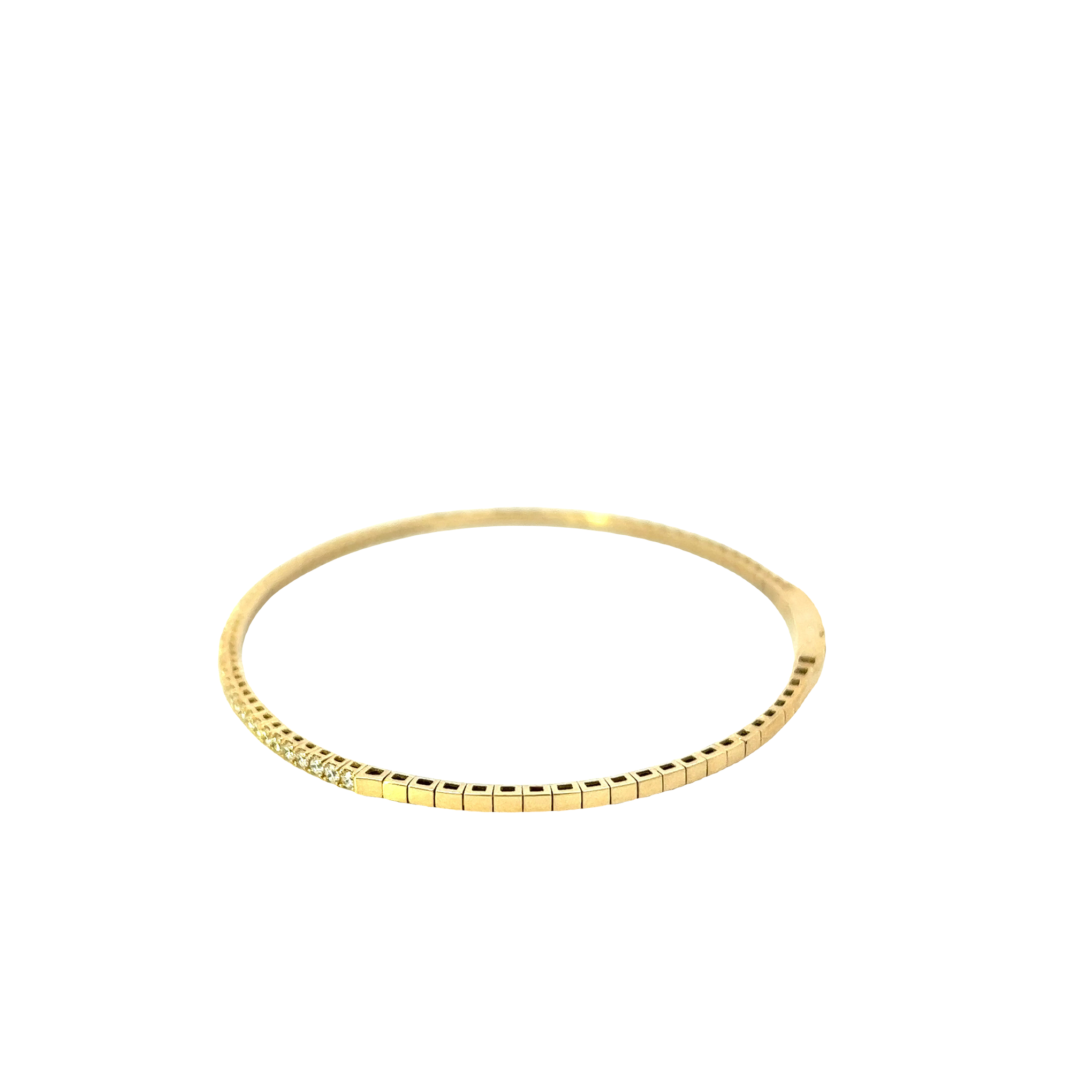 14KT Yellow Gold And Round Cut Diamond Flex Bangle