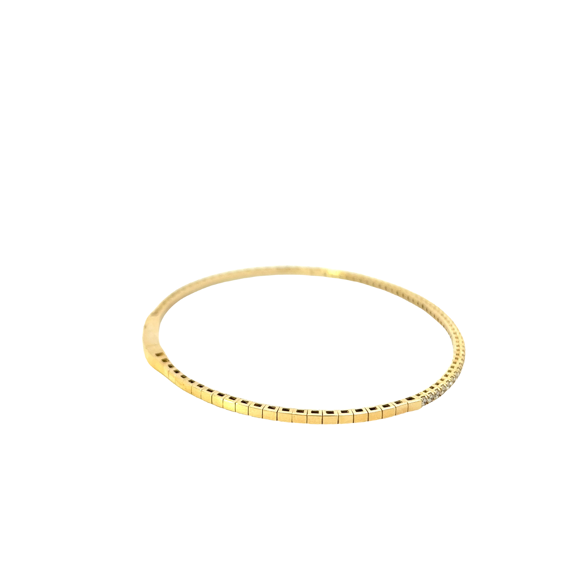 14KT Yellow Gold And Round Cut Diamond Flex Bangle