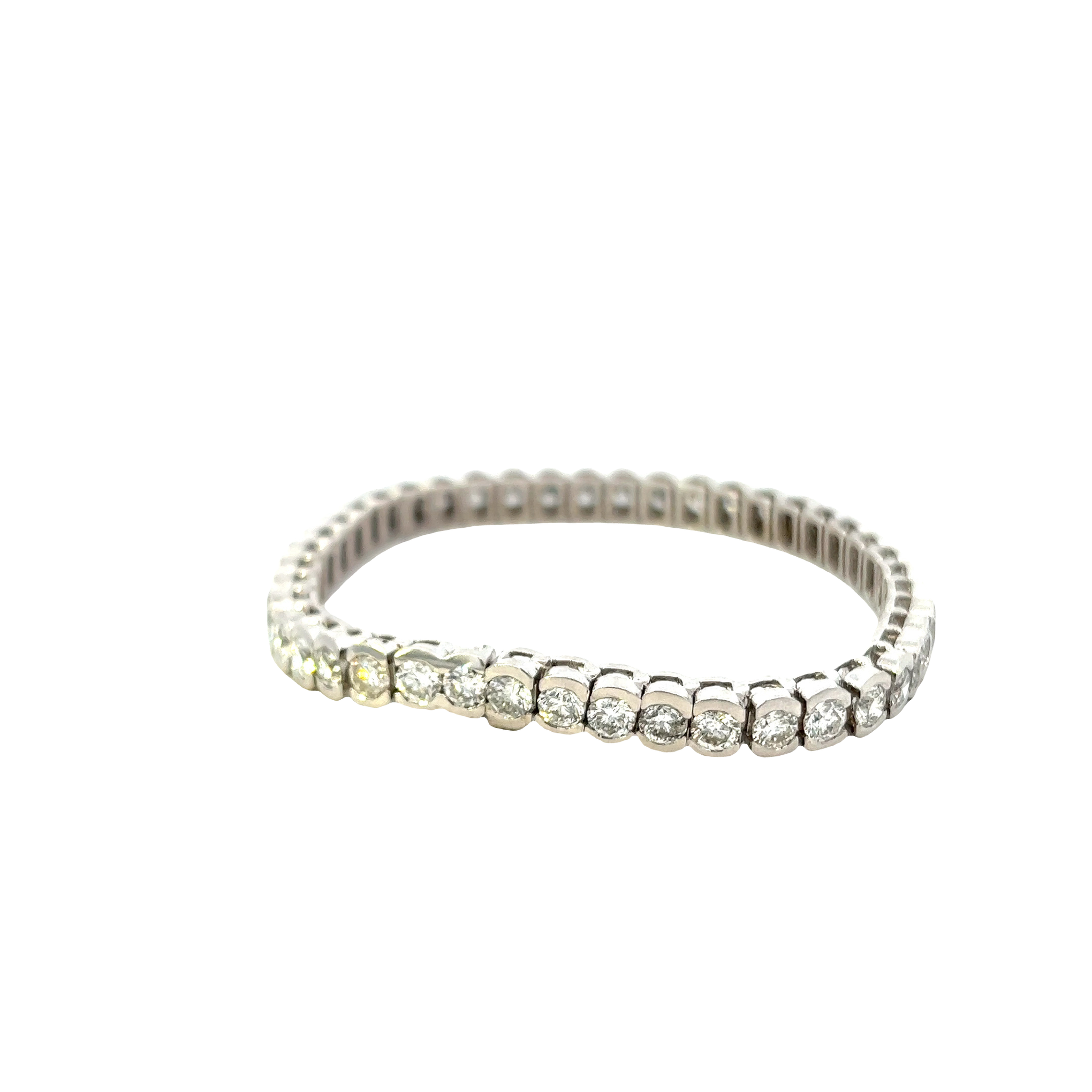 14KT White Gold Half Bezel Straight Line Diamond Bracelet