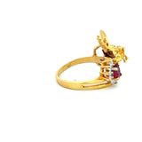 VINTAGE 18KT RUBY AND DIAMOND BEE RING