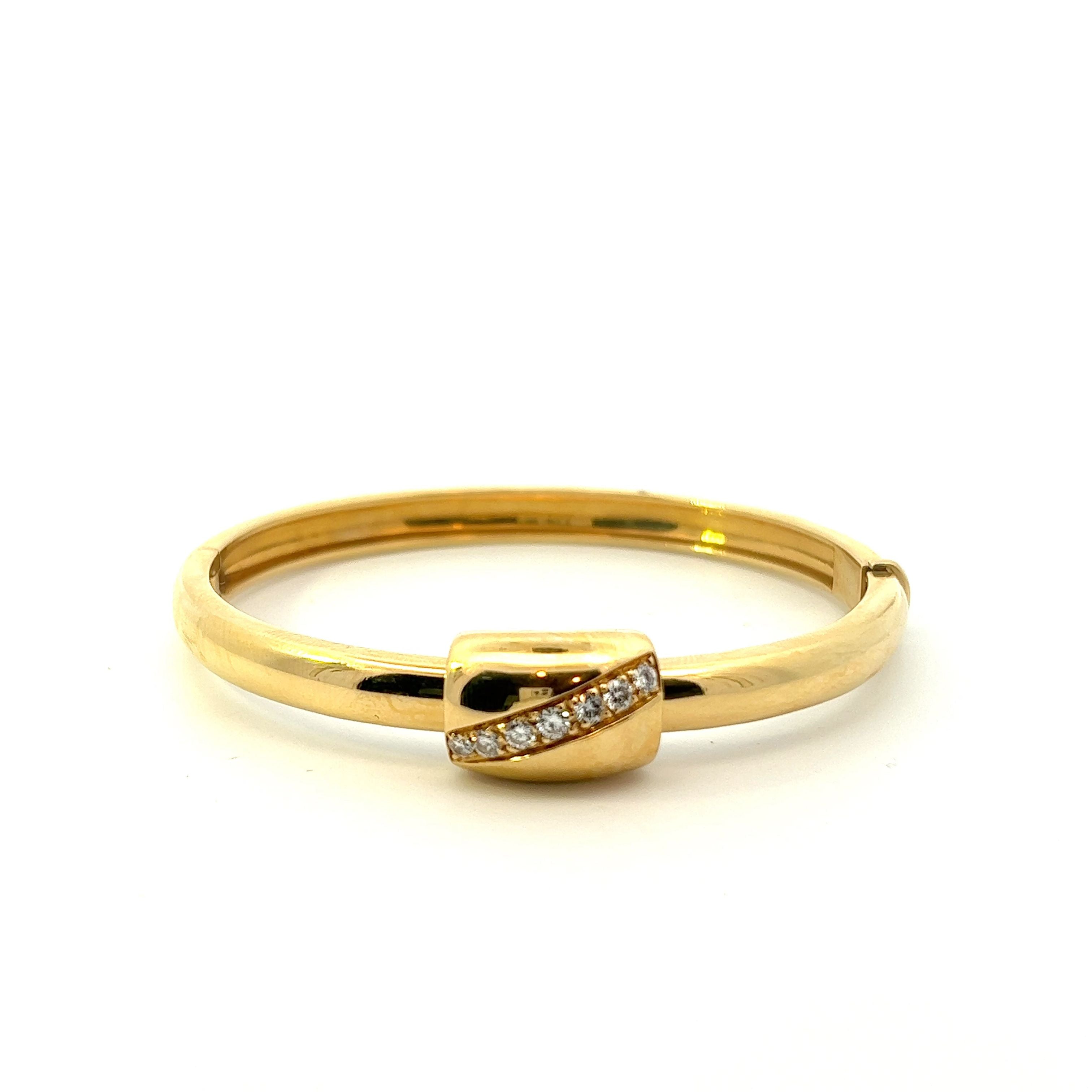 Vintage Piaget 18KT Yellow Gold Round Cut Diamond Bangle