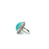 Art Deco Sleeping Beauty Turquoise And Diamond Ring