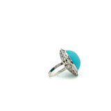 Art Deco Sleeping Beauty Turquoise And Diamond Ring