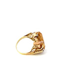 VINTAGE RETRO ERA YELLOW TOPAZ AND DIAMOND RING