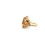 VINTAGE RETRO ERA YELLOW TOPAZ AND DIAMOND RING