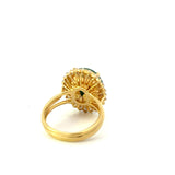 Estate 18KT Yellow Gold Genuine Green Jade And Diamond Ring