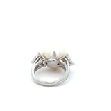 Estate Platinum South Sea Pearl And Diamond Ring