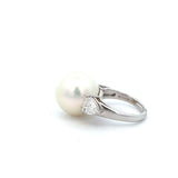 Estate Platinum South Sea Pearl And Diamond Ring