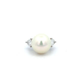 Estate Platinum South Sea Pearl And Diamond Ring