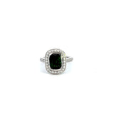 PLATINUM ESTATE GREEN TOURMALINE AND DIAMOND RING