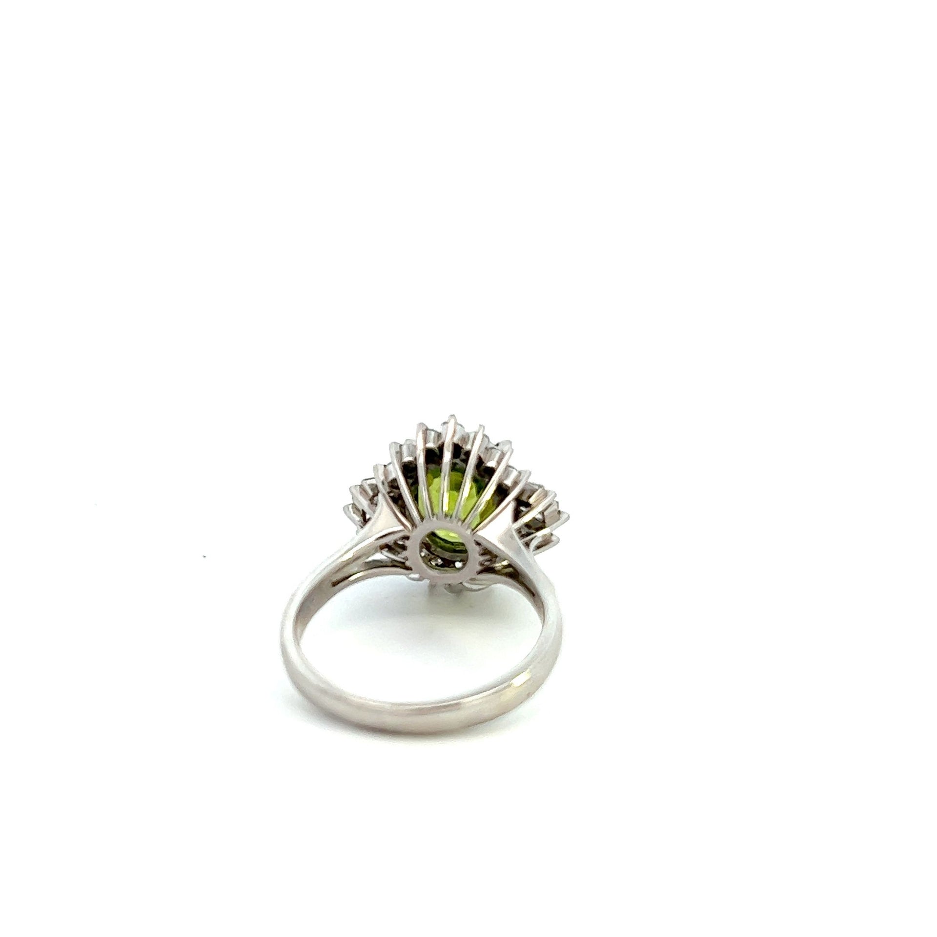 Estate Retro Era Peridot And Diamond Cocktail Ring