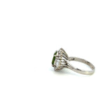 Estate Retro Era Peridot And Diamond Cocktail Ring