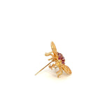 Vintage 14KT Yellow Gold Ruby Bee Pin