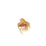 Vintage 14KT Yellow Gold Ruby Bee Pin