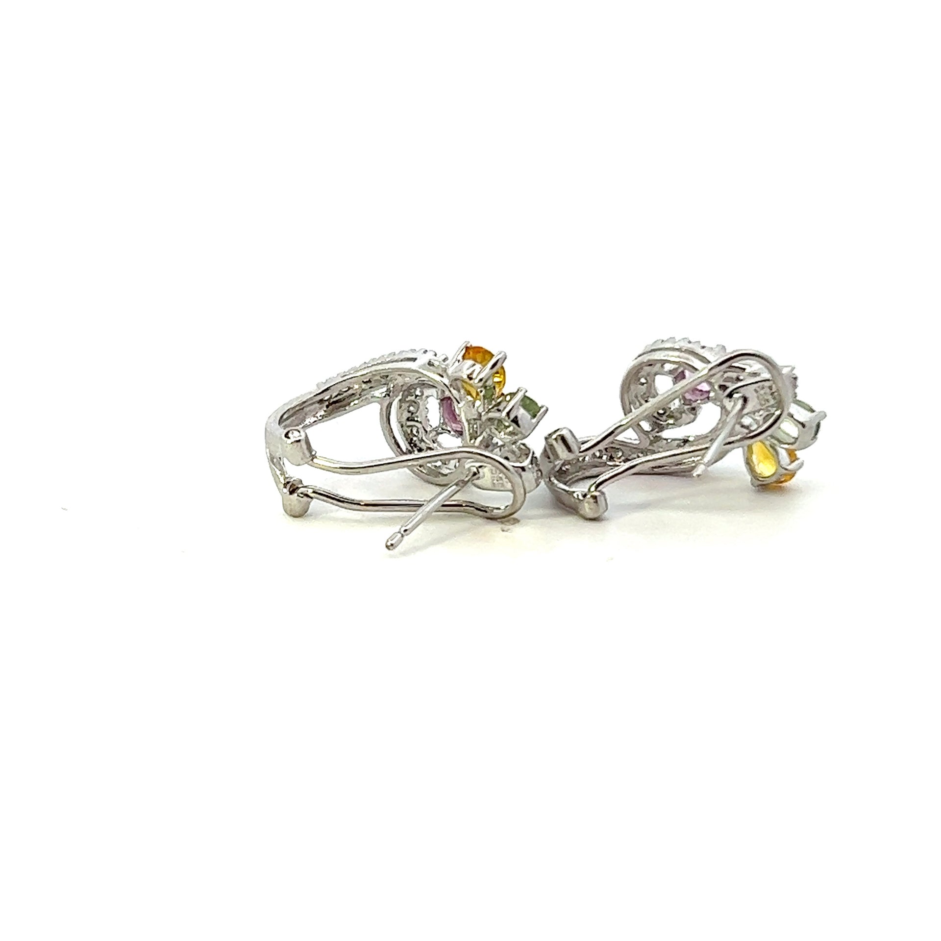 14KT White Gold Vintage Diamond Swirl Huggie Earrings