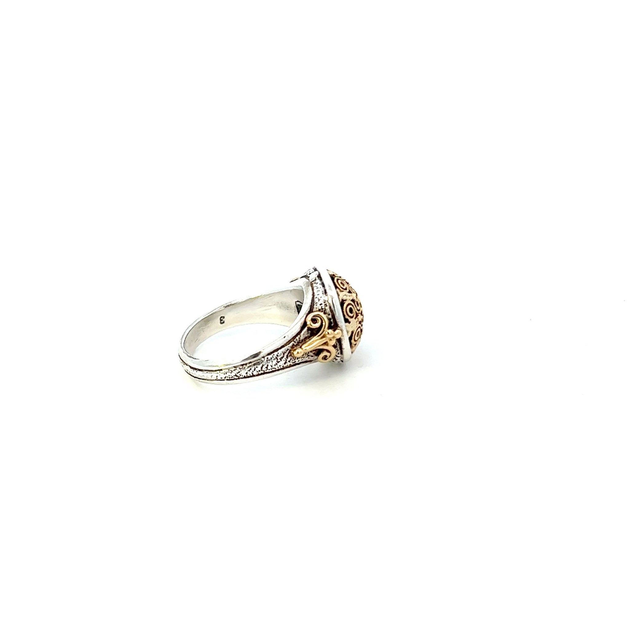 Vintage Silver And 18KT Yellow Gold Constantine Ring