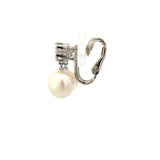 Vintage 14KT White Gold Pearl And Diamond Earrings