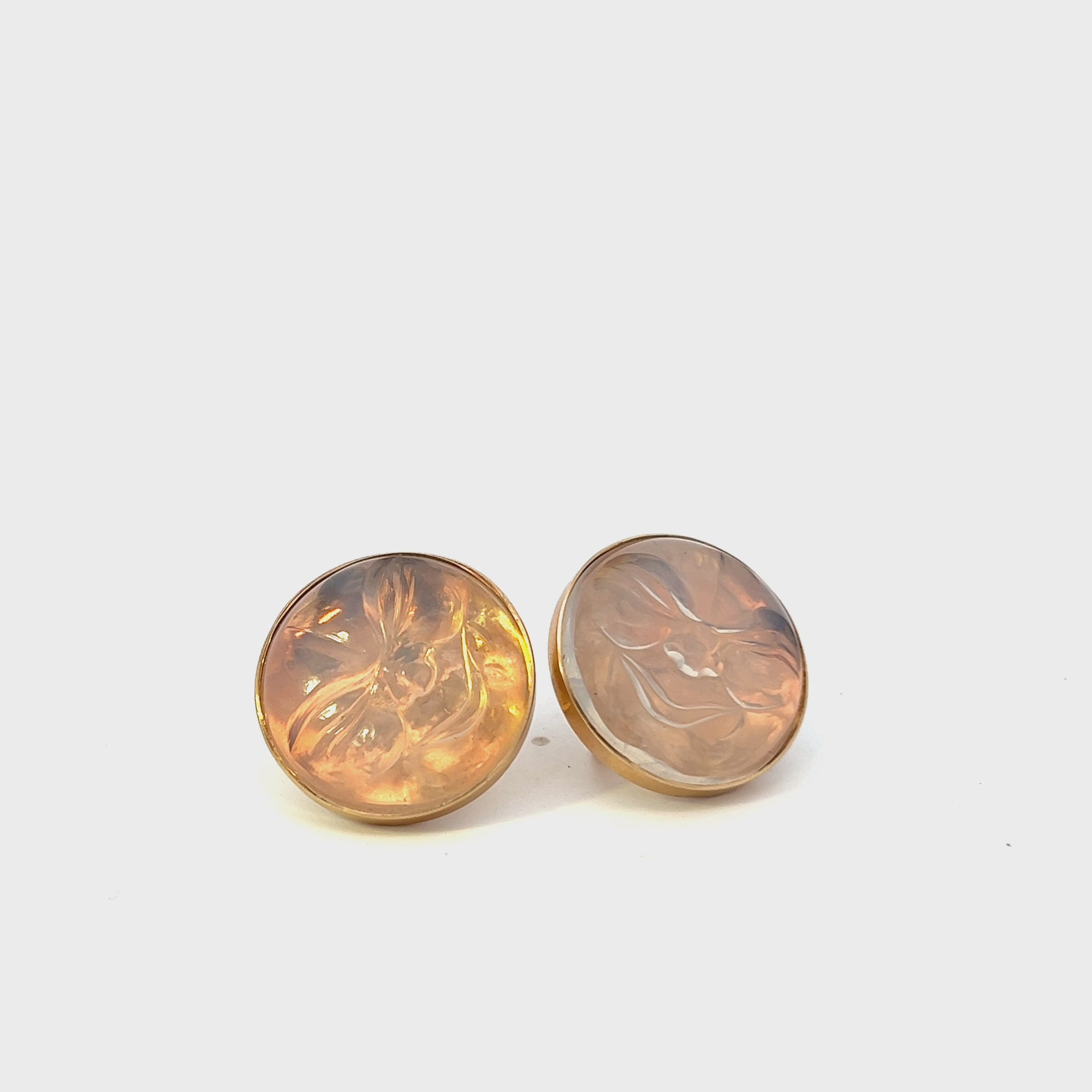 Vintage 14KT Yellow Gold Moon Stone Earrings