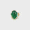 Estate 18KT Yellow Gold Genuine Green Jade And Diamond Ring