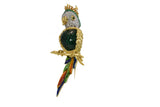 Estate Retro 18KT Yellow Gold And Diamond Parrot Pin