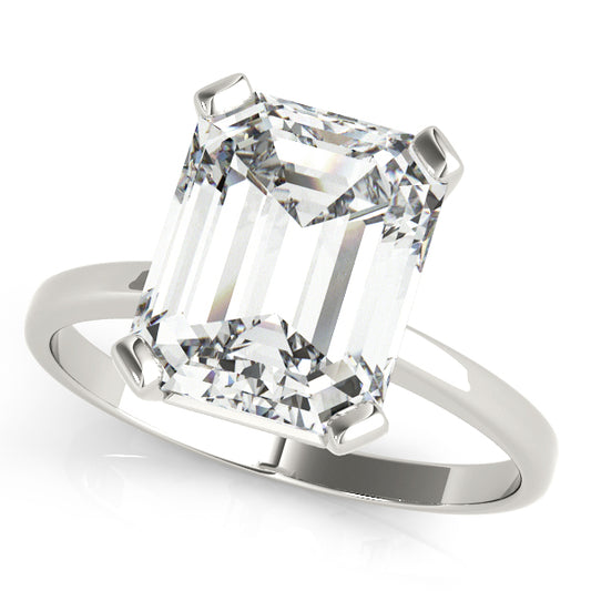 14K White Gold Solitaire Emerald Shape Diamond Engagement Ring