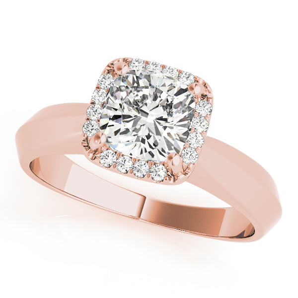 18K Rose Gold Halo Cushion Shape Diamond Engagement Ring
