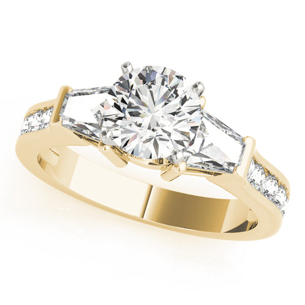 18K Yellow Gold Pave Round Shape Diamond Engagement Ring