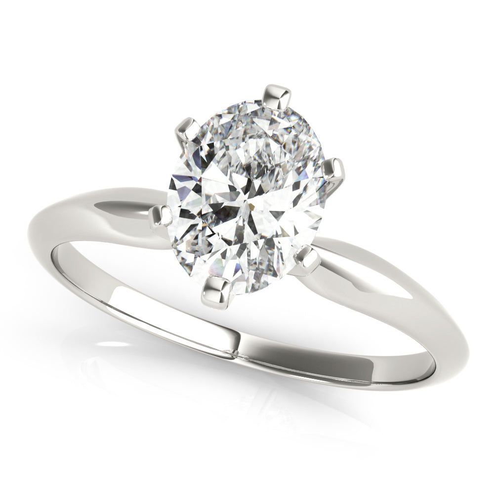 18K White Gold Solitaire Oval Shape Diamond Engagement Ring
