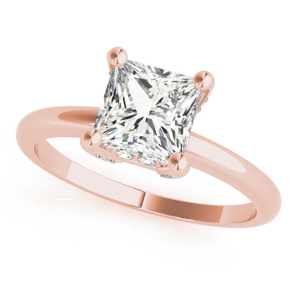 18K Rose Gold Solitaire Princess Shape Diamond Engagement Ring