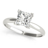 14K White Gold Solitaire Princess Shape Diamond Engagement Ring