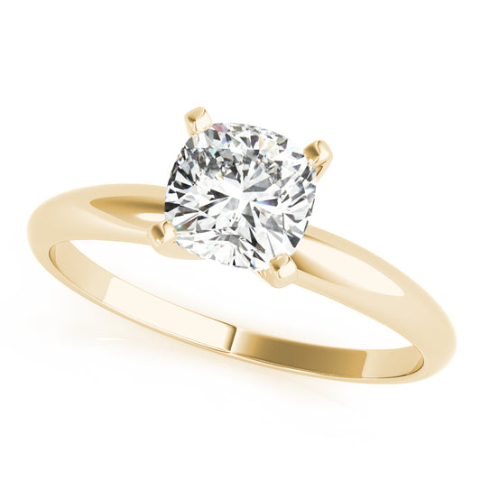 14K Yellow Gold Solitaire Cushion Shape Diamond Engagement Ring