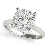 14K White Gold Halo Round Shape Diamond Engagement Ring