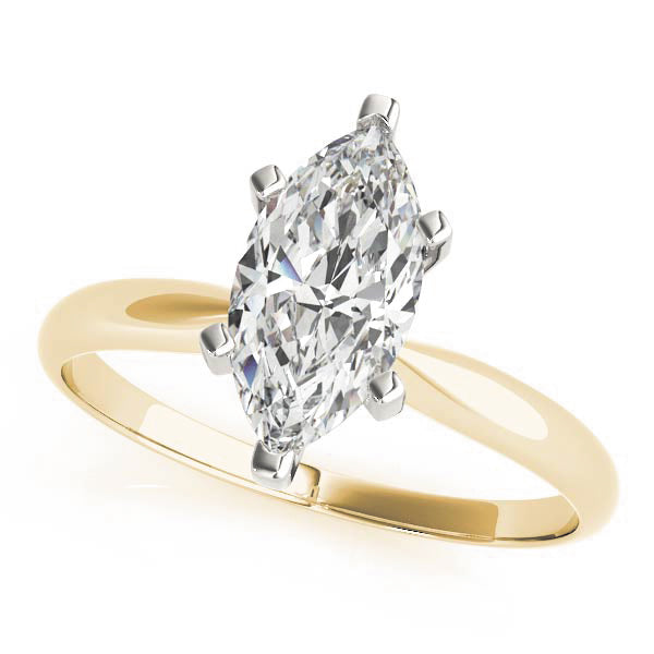 14K Yellow Gold Solitaire Marquise Shape Diamond Engagement Ring