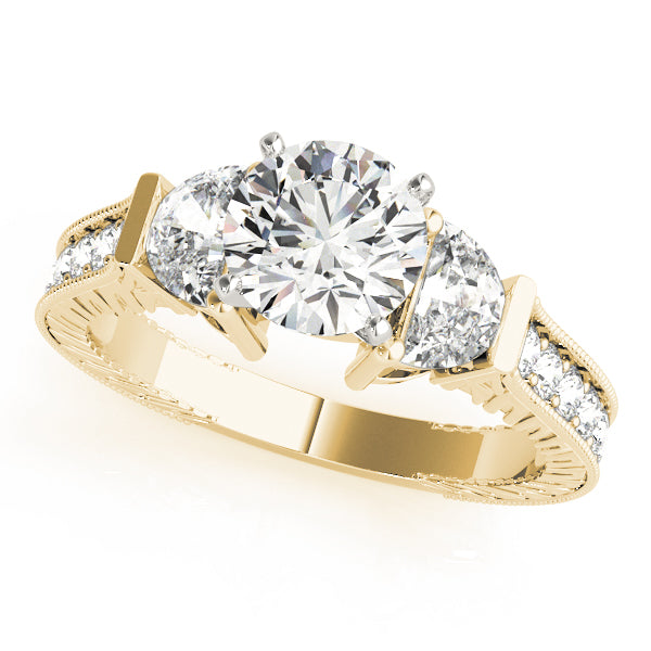 18K Yellow Gold Vintage Round Shape Diamond Engagement Ring