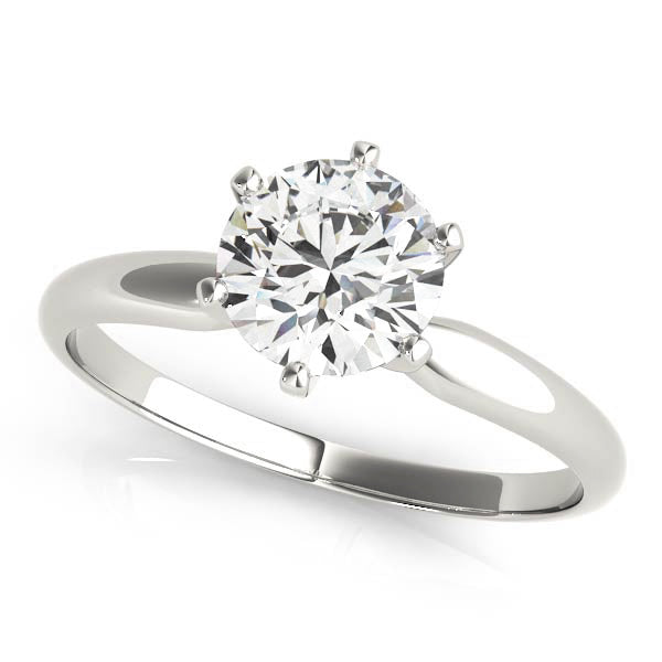 14K White Gold Solitaire Round Shape Diamond Engagement Ring